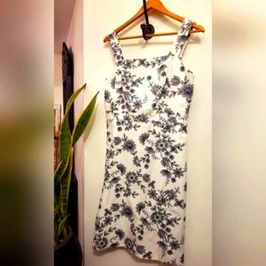 Ann Taylor Embroidered Print Linen Blend Dress